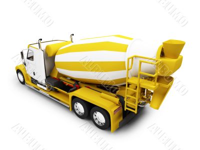 Concrete mixer isolated back view with clipping path