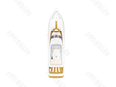 Big yacht isolated top view