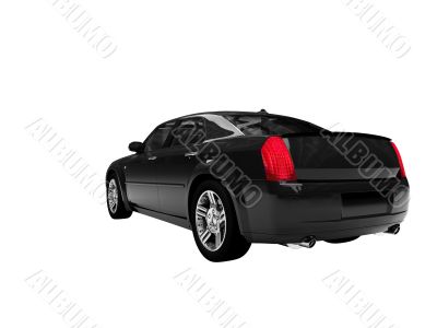 isolated black car back view 01