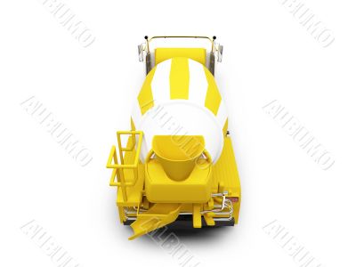 Concrete mixer isolated back view with clipping path