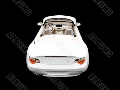 isolated white car back view 02