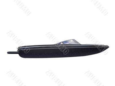 Black Boat isolated side view Black Boat isolated side view