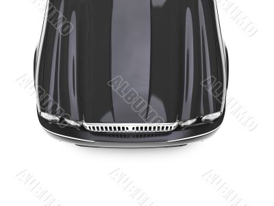 isolated black car top view zoom
