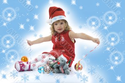 Beautiful little girl with christmas decoration
