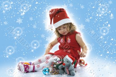 Beautiful little girl with christmas decoration