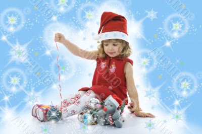 Beautiful little girl with christmas decoration