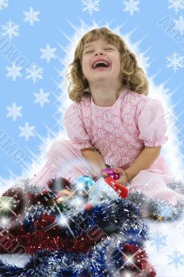 Beautiful little girl with christmas decoration