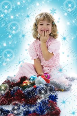 Beautiful little girl with christmas decoration
