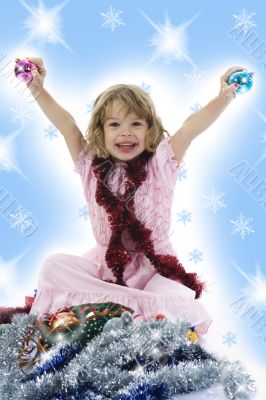 Beautiful little girl with christmas decoration