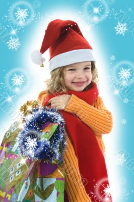 Beautiful little girl with christmas decoration