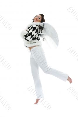 Beautiful brunette in fur jacket