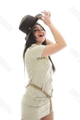 Beautiful brunette in stetson