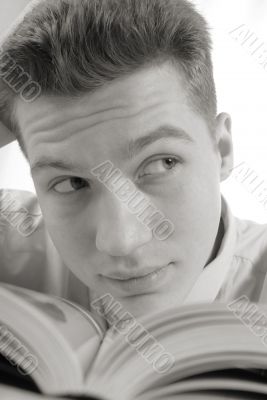portrait of student with book portrait of student with book