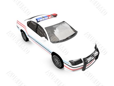 isolated police white car front view 03