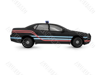 isolated black police car side view