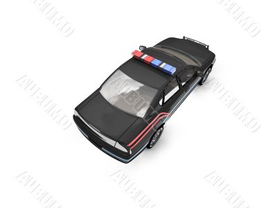 isolated black police car back view 02