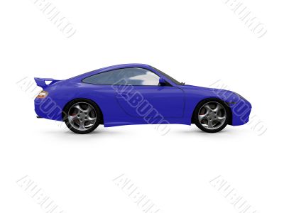 isolated blue super car side view isolated blue super car side view