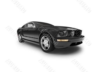 isolated black car front view 01