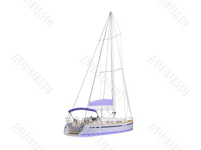 Vessel boat isolated back view