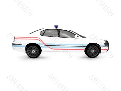 isolated police white car side view