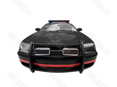 isolated black police car front view 02