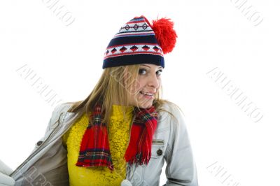 Beautiful blonde in yellow blouse