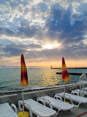 Sunset And Umbrellas