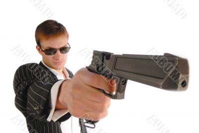 man with pistol