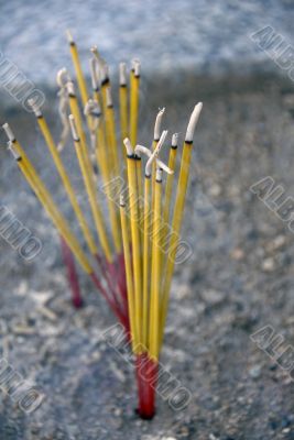 Incense Sticks Burning in Chinese Temple