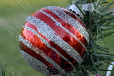 Christmas Decoration Textured Red and Silver Bauble
