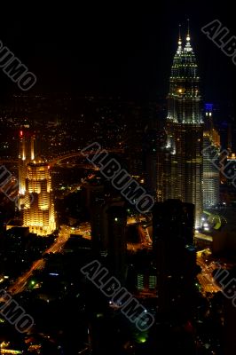 aerial view of Kuala Lumpur at night