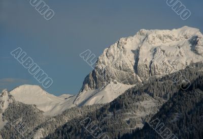 New snow on mountainside New snow on mountainside