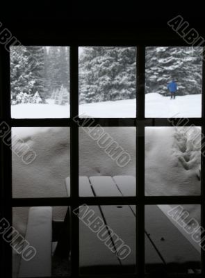 Window panes, winter scene Window panes, winter scene