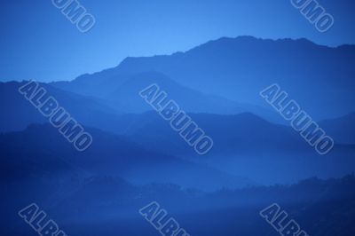Sunset, blue ridges Sunset, blue ridges