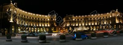 Night view of Republica square, rome