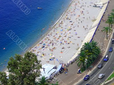The beach in Nice, France.