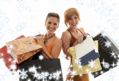 shopping girls with snowflakes