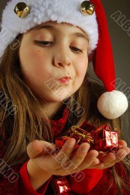 girl looking her presents