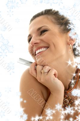 happy consumer with snowflakes