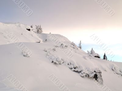 Snowy mountain top