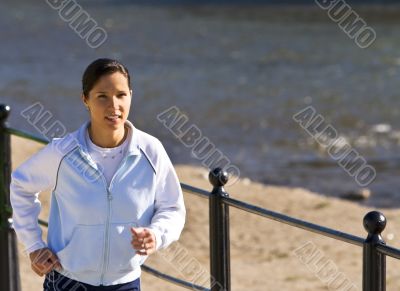 Jogging on the riverside