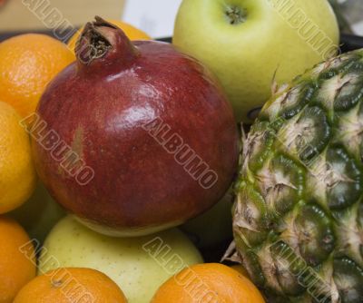 Macro close-up of tropical fruits