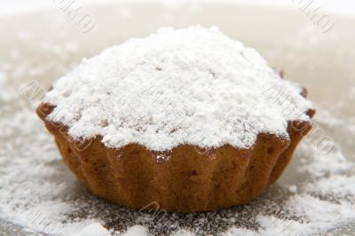 Tasty cherry cake with sugar powder