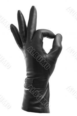 Black glove gesticulating