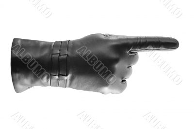 Black glove gesticulating
