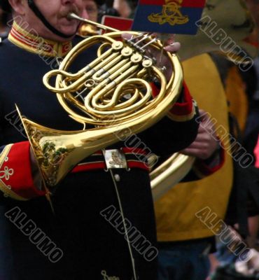 Horn player,  marching band