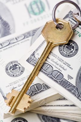 Gold key and money