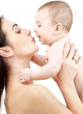 happy mother with baby