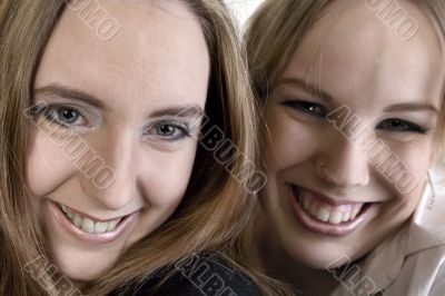 Portrait of two laughing women