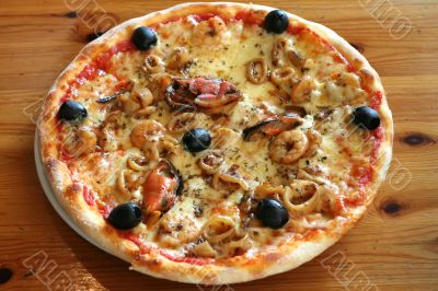 Seafood pizza